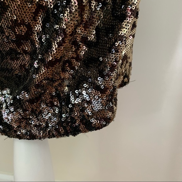 Dress the Population Lolita Leopard Sequin Sheath Dress in Gold & Black sz S - Picture 4 of 6
